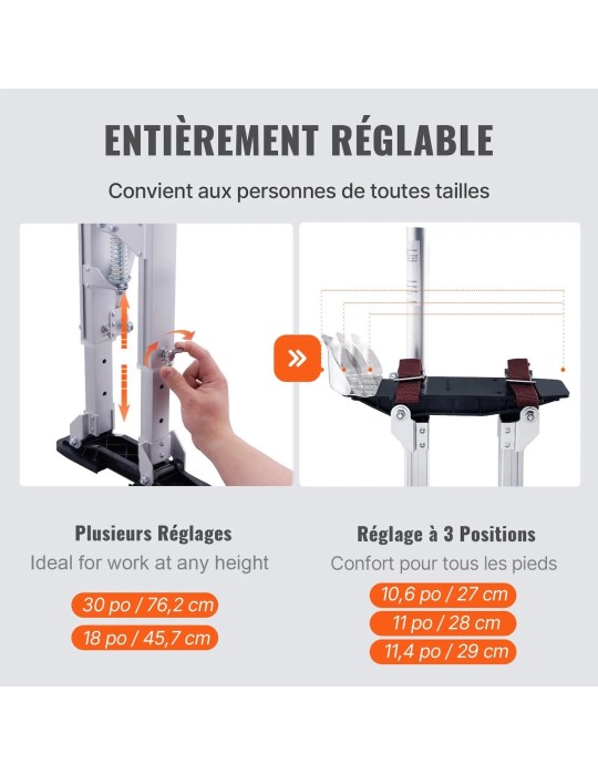 Paire d'échasses réglable de 46-76cm professionnel